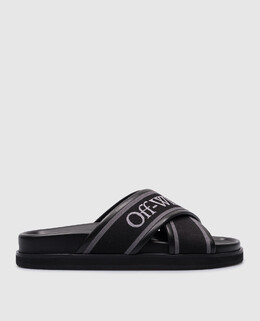 Off-White: Чёрные шлёпанцы 