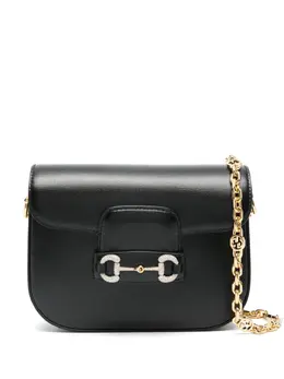 Gucci: Чёрная сумка  Horsebit 1955