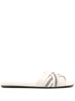 Brunello Cucinelli: Белые сандалии  Monili