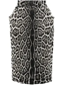 Saint Laurent: Юбка с леопардовым принтом 