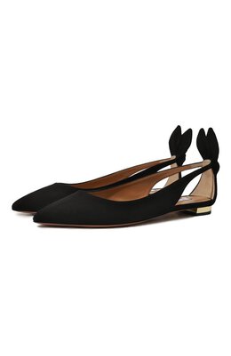 Aquazzura: Чёрные балетки  Bow Tie