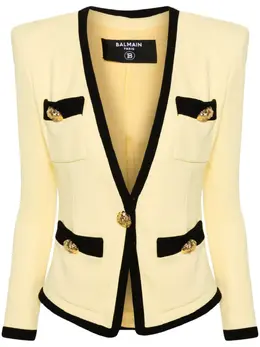 Balmain: Жакет без воротника 