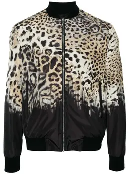 Roberto Cavalli: Куртка  Tiger Tooth с леопардовым принтом