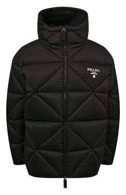 Prada: Чёрный пуховик 