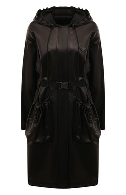Prada: Кожаное пальто 