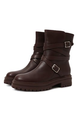 Gianvito Rossi: Бордовые ботинки 