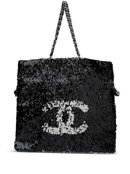 CHANEL Pre-Owned: Чёрная сумка-шоппер 