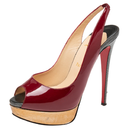 Christian Louboutin: Бордовые босоножки 