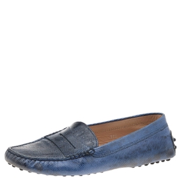Tod's: Голубые мокасины  Gommino