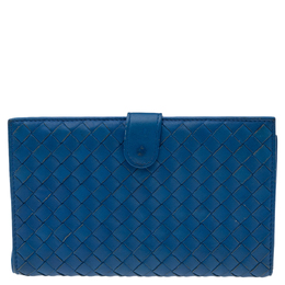 Bottega Veneta: Голубой кошелёк  Intrecciato