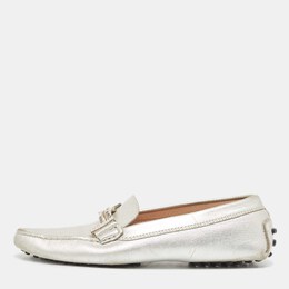 Tod's: Серебристые мокасины  Double T