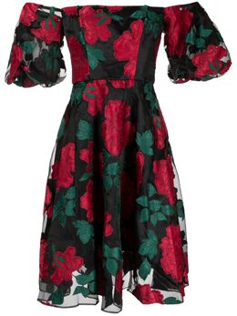 Marchesa Notte: Платье с растительным принтом 