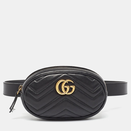 Gucci: Чёрная поясная сумка  GG Marmont