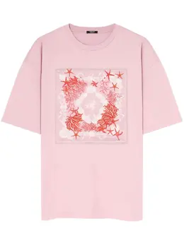 Versace: Розовая футболка  Barocco