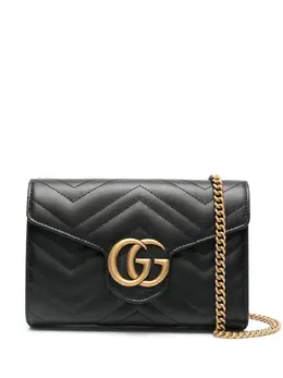Gucci: Чёрная сумка  GG Marmont