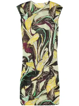 Pleats Please Issey Miyake: Платье с растительным принтом 