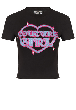 VERSACE JEANS COUTURE: Чёрная футболка 