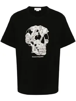 Alexander McQueen: Хлопковая футболка  Skull