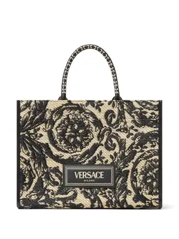 Versace: Чёрная сумка-шоппер  Barocco