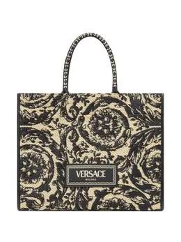 Versace: Чёрная сумка-шоппер  Barocco