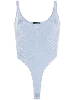 Mugler: Серебристый боди 