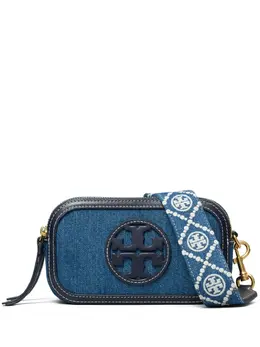 Tory Burch: Голубая сумка через плечо  Mini Miller