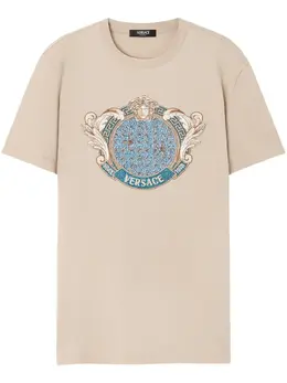 Versace: Футболка со стразами 