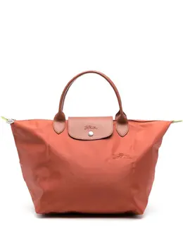 Longchamp: Зелёная сумка-шоппер  Le Pliage Green