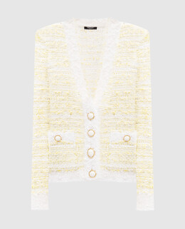 Balmain: Белый кардиган 