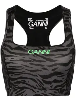 GANNI: Топ с принтом зебры 