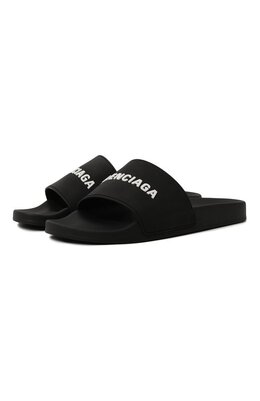 Balenciaga: Чёрные шлёпанцы 