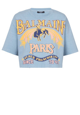 BALMAIN: Голубой топ 