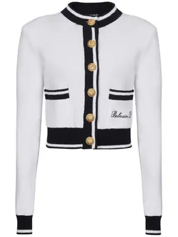 Balmain: Белый кардиган 