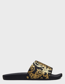 VERSACE JEANS COUTURE: Чёрные шлёпанцы 