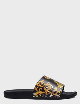 VERSACE JEANS COUTURE: Чёрные шлёпанцы 