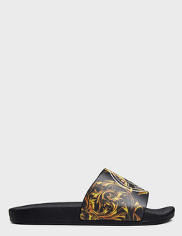 VERSACE JEANS COUTURE: Чёрные шлёпанцы 