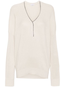 Brunello Cucinelli: Светлый свитер  Monili