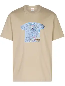 Supreme: Бежевая футболка 