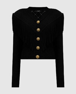 Balmain: Чёрный кардиган 