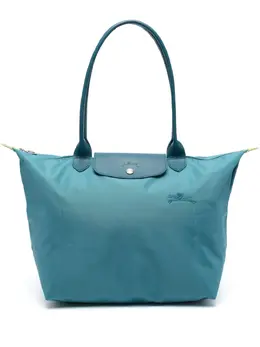 Longchamp: Голубая сумка-шоппер  Le Pliage