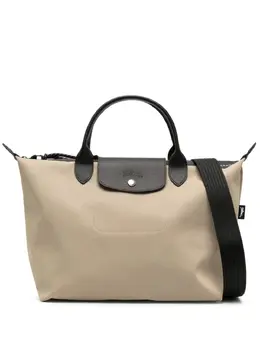 Longchamp: Бежевая сумка-шоппер  Le Pliage