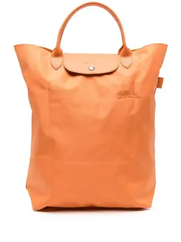 Longchamp: Зелёная сумка-шоппер  Le Pliage Green
