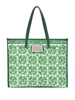 Dolce & Gabbana: Сумка-шоппер  Majolica с принтом