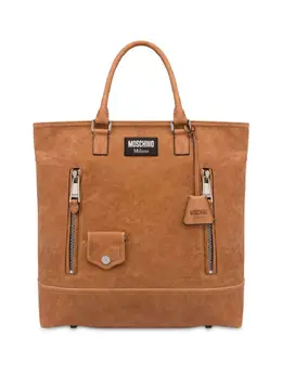 Moschino: Коричневая сумка-шоппер 