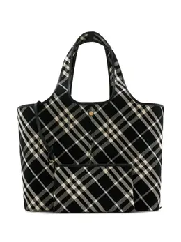 Burberry: Чёрная сумка-шоппер  Vintage Check