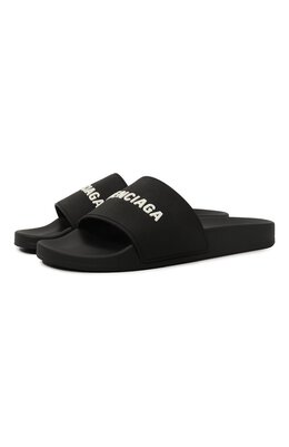 Balenciaga: Чёрные шлёпанцы 