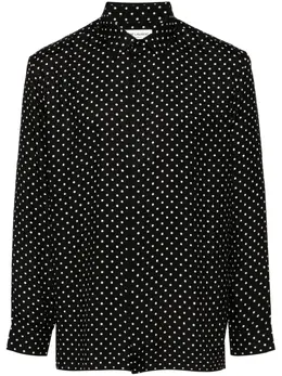 Saint Laurent: Рубашка в горошек 