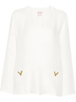Valentino Garavani: Платье с v-образным вырезом 