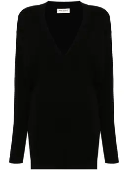Saint Laurent: Платье с v-образным вырезом 