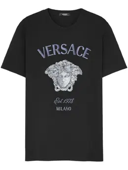 Versace: Футболка  Medusa со стразами